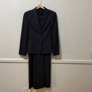 Hugo Boss wool/angora blend dark grey Pinstripe Blazer and wide leg pants